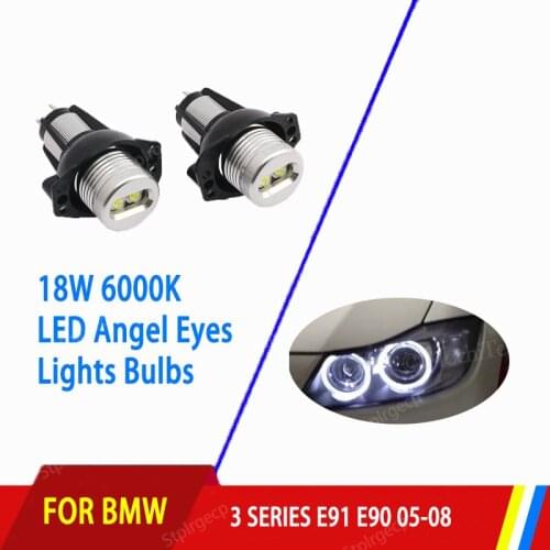 18W/Pair High Power Marker Light Super Bright 6000K White LED Angel Eyes Light for BMW 3 Series E91 E90 2005-2008