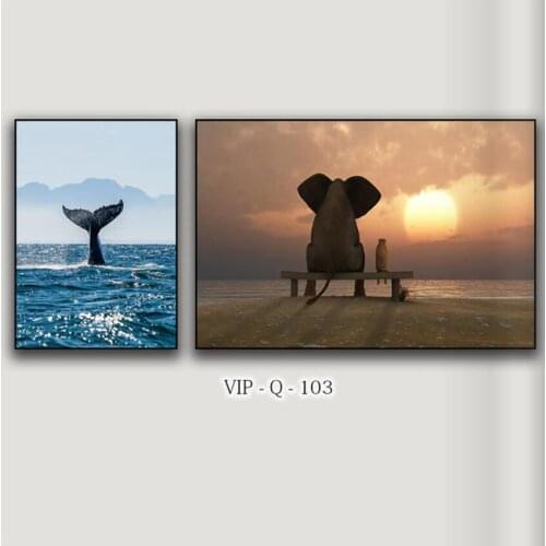 2 Pieces/ Set Art Posters Prints Pictures Wall Painting Animal Elephant Sun Love Wall Art Picture Home Decoration Paintings