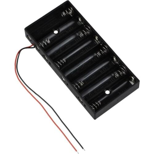 300pcs/lot MasterFire Plastic 8 X 1.5V AA 2A CELL Battery Holder Storage Box standard 12V Batteries Black Case with Wire Leads