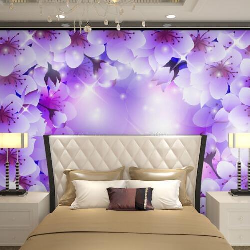 Beibehang wall panels purple white floral flowers papel de parede 3d wallpaper for living room bedroom decor murals wall paper
