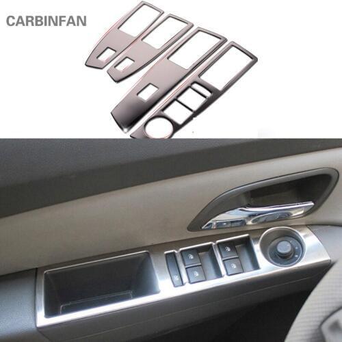 4PCS/SET Car door armrest decoration cover stainless steel Glass switch panel Sticker For Chevrolet Cruze auto accessories C341