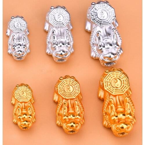 999 Zuyin 3D hard silver Bagua Zhaocai Nafu Sanzhu handmade jewelry DIY accessories material bag