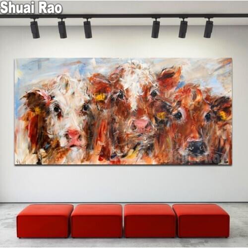 Abstract Animals Full Square/Round 5d Diamond Painting Bull Wall Decor DIY Diamond Embroidery Colorful Cow Handmade Gift