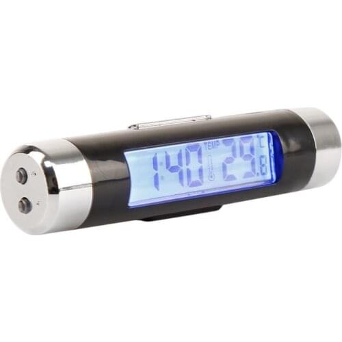 Car Digital Mini LCD Display Indoor Temperature Sensor Meter Clock Portable Convenient Clip-on Auto Outlet Dash Board