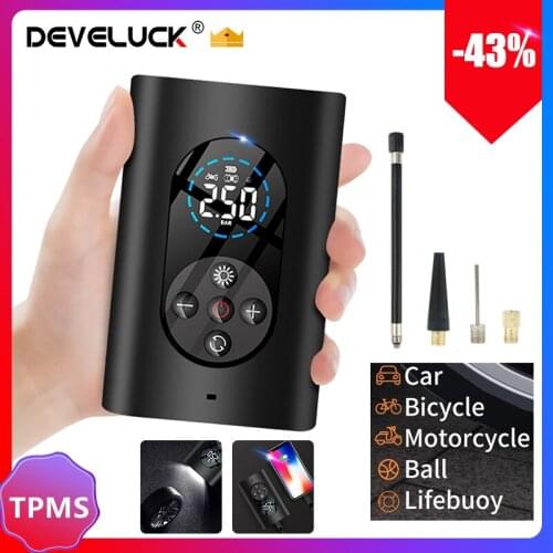 Car Air Compressor Inflator Pump With LED Lamp 4000mAh Mini Wireless Auto Tire Electric Air Pump For Car Motorcycle Bicycle