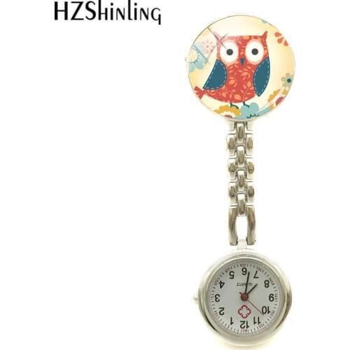 2018 New Cute Owl Nurse Watch Bird Painting Watch Nurses Round Hand Craft Jewelry Glass Dome Photo Nurse Table Pocket Watch