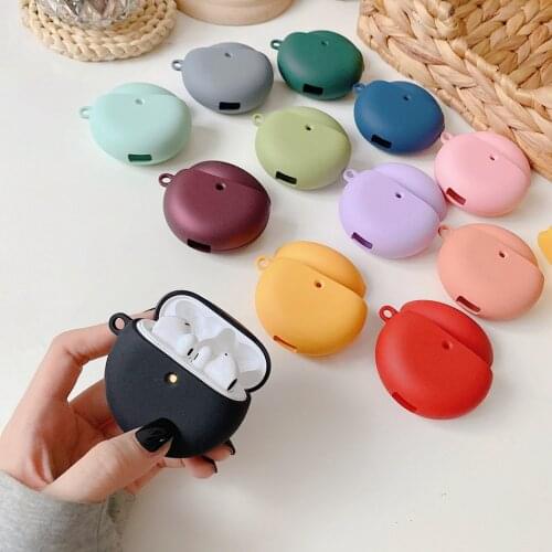 For Huawei FreeBuds 4 TWS Earphone Case Fashion Solid Color Matte Earphones Cover for Huawei FreeBuds 4 Hard PC Shell with Hook