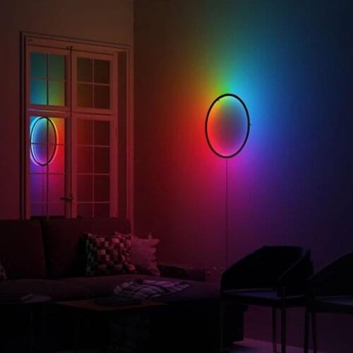 Dimmable Colorful Round Wall Lamp Modern RGB Remote Control LED Wall Light Indoor Bedroom Decor Lighting Photo Props
