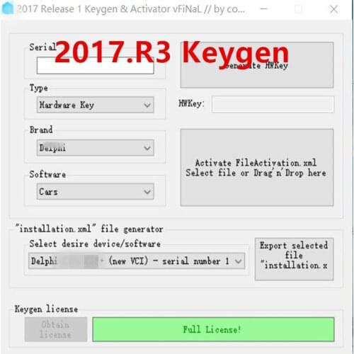 For Delphi 2017.R3 activator 2017.r3 keygen delphis 150e multidiag Key for vd ds150e with car and truck