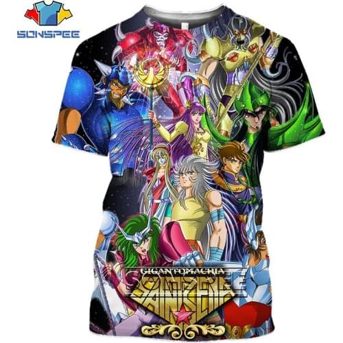 Cartoons Anime Saint Seiya Series T Shirt Men Women 3D Print Graphics Novelty Fashion T Shirt Summer Casual Short Sleeve Tops
