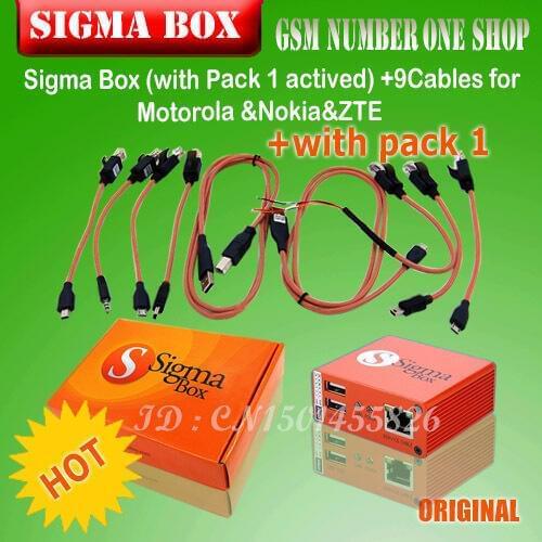 Gsmjustoncct original sigma box with 9 cables with Pack 1 activation for MTK-based Motorola Alcatel Huawei ZTE For Lenovo