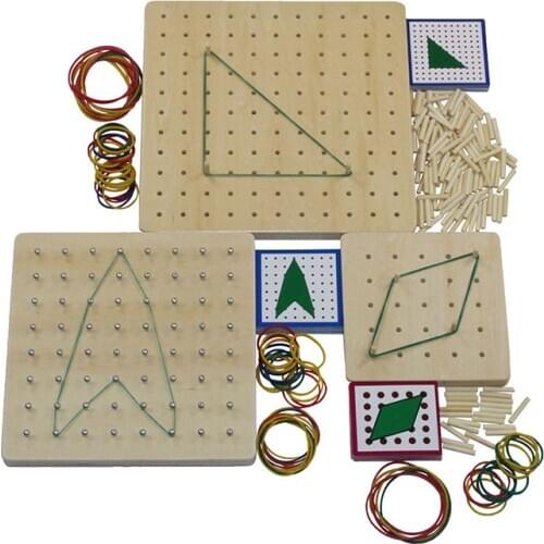 Montessori toys wooden nail board with card geometry toys for preschool education of infants