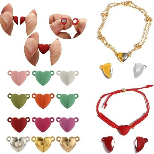 Heart Shape Strong Magnetic Clasps For Leather Cord Bracelets Necklaces Magnet End Clasp Connector DIY Couple Jewelry Finding