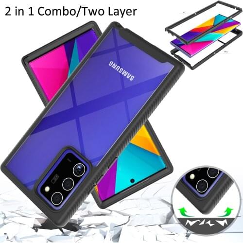 Combo Drop resistance Rugged Case For Samsung Galaxy Note 20 Ultra Defender Armor Shield Anti-Skid Crystal Clear Cover