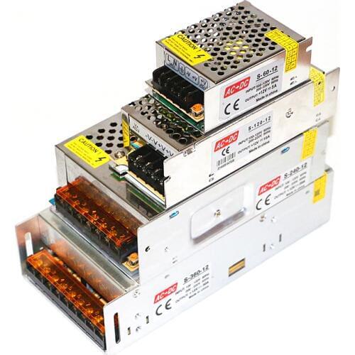 Mini Size Aluminum Material 60W-360W Lighting Transformers AC 110V 220V to DC 12V 5A 10A 20A 30A LED Strip Switch Power Supply