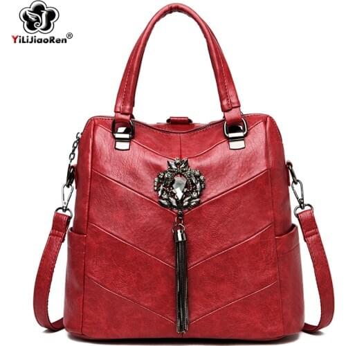 Fashion Tassel Backpack Women Shoulder Bag High Quality Leather Backpack For Girls Luxury Travel Bagpack Ladies Back Pack