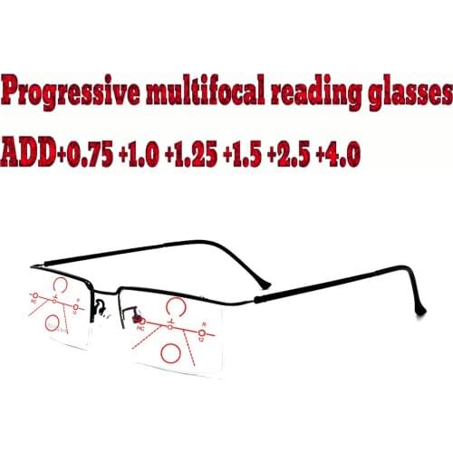 Progressive Multifocal Reading Glasses Business men full frame comfort TR90+1.0 +1.5 +1.75 +2.0 +2.5 +3 +3.5 +4