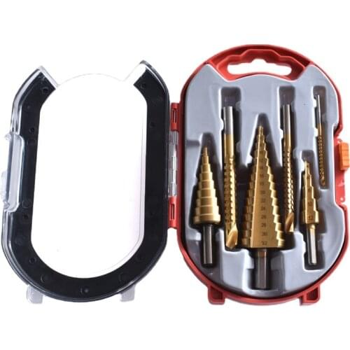 High-Speed Steel 6-Piece Set Drilling Bit Set 4-12 4-20 4-32mm Triangle Handle Step Drill 3 Serrated Drill