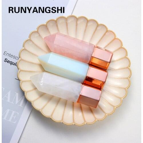 Natural Rose Quartz Crystal Stone Multifunctional hexagonal prism ball essential oil bottle Facial massage SPA
