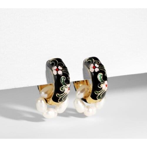 New Fashion Enamel Flower Round Hoop Earrings for Women Vintage Boho Circle Small Earrings Jewelry Brincos Gifts