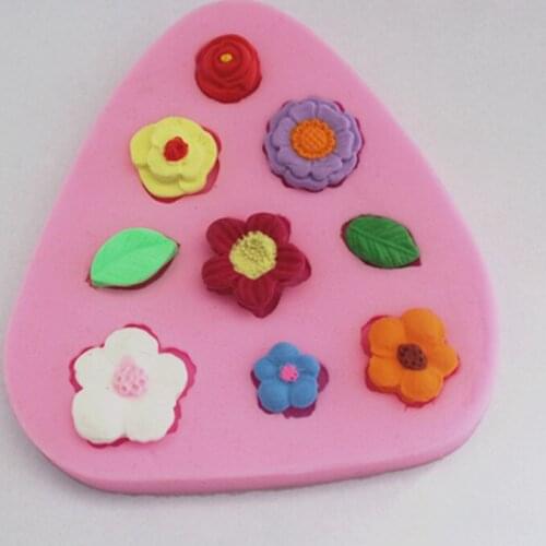 New Mini flowers fondant cake molds soap chocolate mould for the kitchen baking FM020
