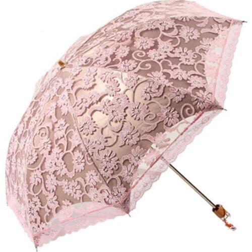 New Princess Sun Umbrella Lace Parasol Umbrellas Arched UV Creative Folding Pongee Sunny Women Umbrella Uv Custom Umbrella