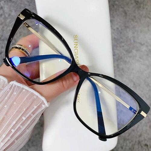 Anti Blue Light Glasses Women Vintage Cat Eye Glasses Computer Eyeglasses Frame Blocking Glasses Transparent Optical Eyewear