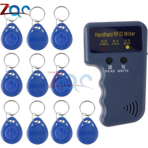 1 Set 125KHz EM4100 RFID Copier Writer Duplicator Programmer Reader + T5577 EM4305 Rewritable ID Keyfobs Tags Card 5200 Handheld