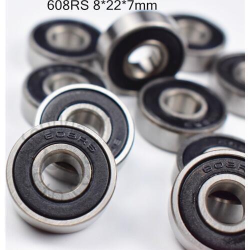 608RS 8*22*7(mm) 10pieces free shipping ABEC-5 bearings rubber Sealed Miniature Mini Bearing 608 608RS chrome steel bearings