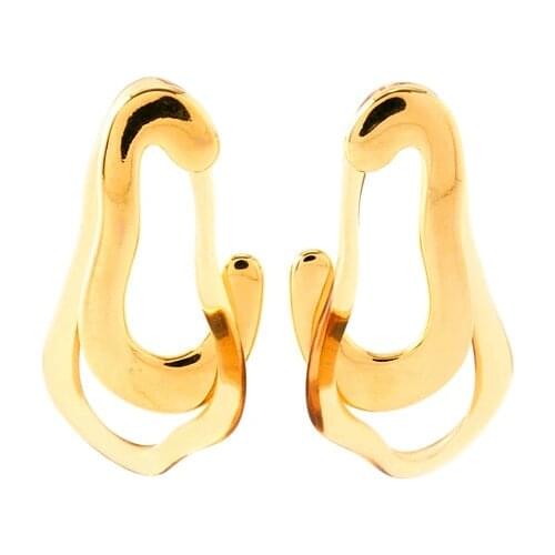 Advanced sense fashionable multi-material wearing irregular resin heavy metal gold-plated earrings niche earrings