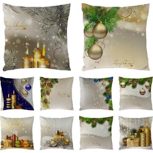 Simple Merry Christmas Ornament Cushion Cover Xmas Ball Tree Jingle Bell Cushion Covers Pillow Case 45x45cm Home Decor 1562