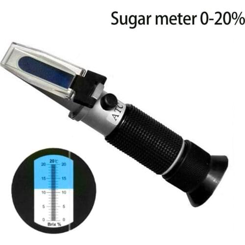 NEW 0-20% Handheld Honey Fruit Sugar Solution Brix Refractometer Juice Sweetness Saccharimeter Concentration Meters