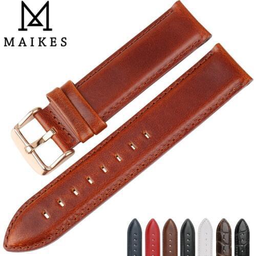 MAIKES High Quality Watch Bands Rose Gold Silver 316L Stainless Steel Buckle 12mm-18mm 20mmWatch Strap Women Men Watchband For