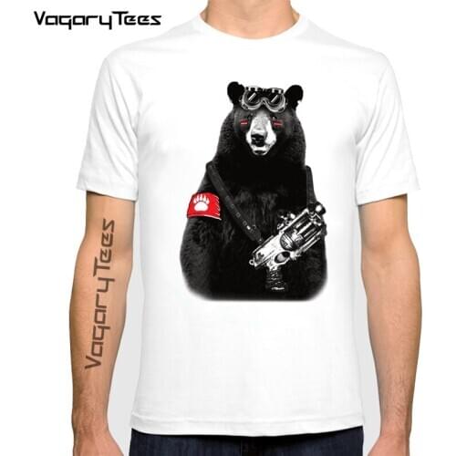 Russia Grey Bear Rebel funny tshirt men new white casual homme T-Shirt cool artistic t shirt unisex streetwear