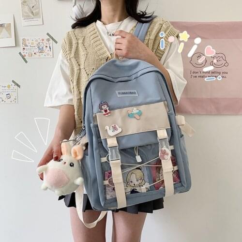 New Women Backpack 2021 Kawaii Summer Waterproof Nylon Travel Rucksack Girl Book Schoolbag Cute Femal Leisure Shoulder Mochilas