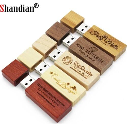 SHANDIAN Maple Wooden USB 2.0 Flash Drive 4GB 8GB 16GB 32GB 64GB 128GB Free Custom LOGO Pen Drives Photography Gift Memory Stick