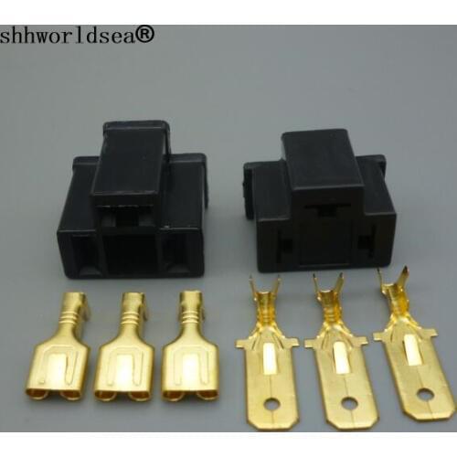 Shhworldsea 1set Motorcycle H4 3 Pin 7.8MM Unsealed Cable Wire Connector Electrical Connector Automotive Plug Lamp Holder Socket