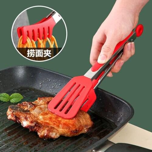 Silica gel food clip kitchen lo mein with oil brush stainless steel barbecue clip high temperature resistant baking