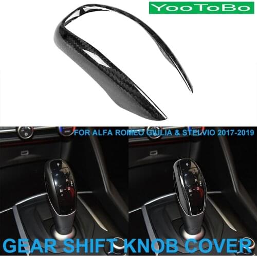LHD RHD Car Styling Real Dry Carbon Fiber Central Gear Shift Knob Trim Cover Sticker For Alfa Romeo Giulia Stelvio 2017-2019