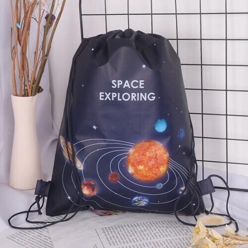 Space Exploring Drawstring Bag Travel Storage Bag Backpacks Kids Birthday Gift