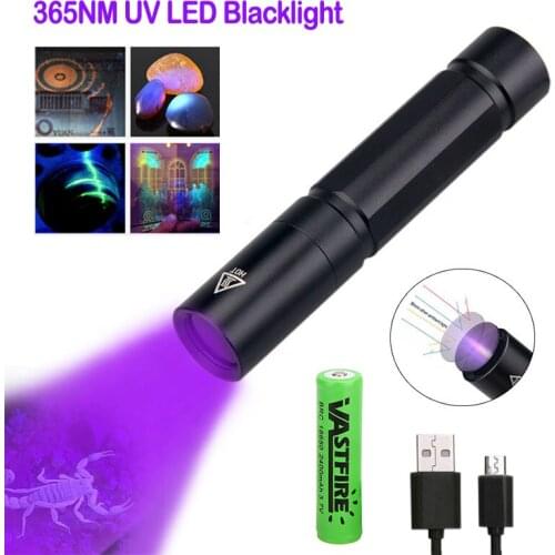 365NM UV Led Flashlight 395nm Ultra Violets Ultraviolet Lanterna IP65 Waterproof Invisible Torch Pet Stains Hunting Marker Check