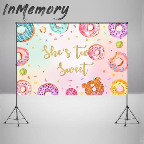 Candy bar Cake Smash Donut Sweet Two Birthday Party Backdrop Newborn Baby Shower Photocall Vinyl Photography Background