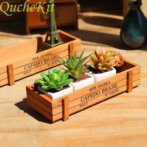 Vintage Wooden Boxes For Crafts Flower Planter Succulent Wood Flower Pot Antique Wooden Table Sundries Container Storage Box