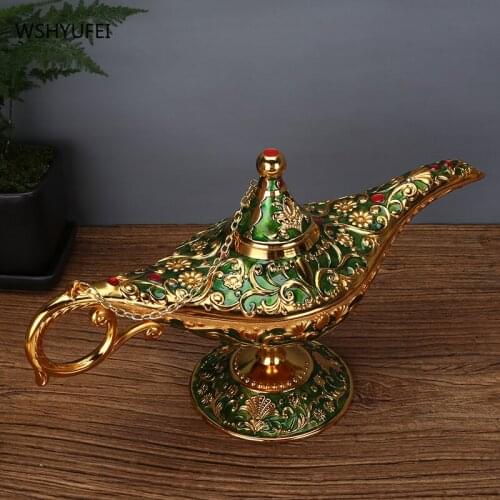 WSHYUFEI Aladdins magic lamp ornaments wishing lamp metal home wine cabinet decorations gifts