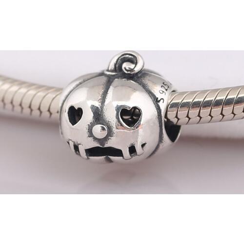 Authentic S925 DIY Jewelry Pumpkin Charms fit Lady Bracelet Bangle Openwork