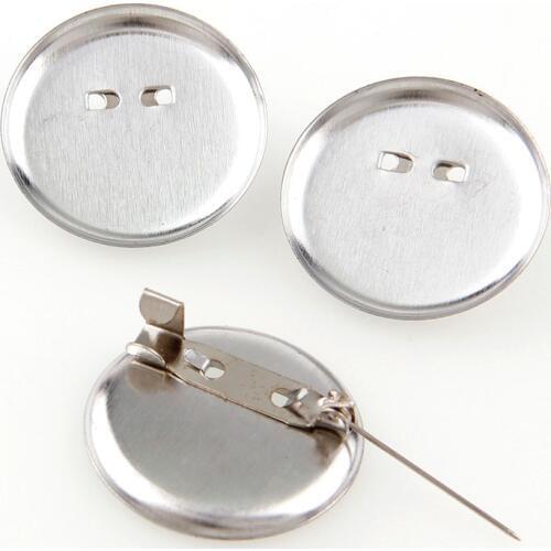 30pcs 20/23/30mm Silver Brooch Clasps Pin Disk Base Pad Bezel Blank Cabochon Blanks Trays with Brooch Pins Cameo Cabochon Base