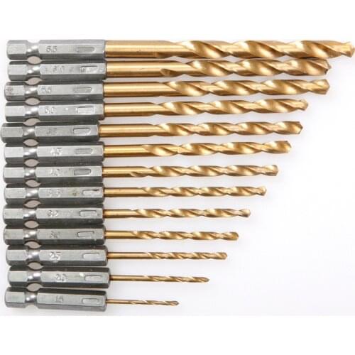 1set x 13pcs Hex Shank Titanium Change Drill Bits Fitted with 1/4" Hex Shank Fits Cordless Screwdrivers