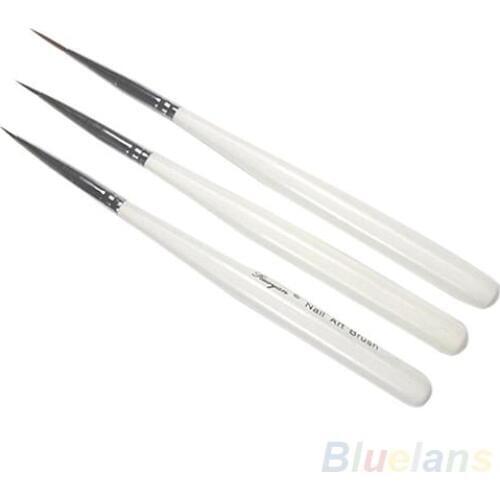 Womens 3Pcs Acrylic Nail Professional Art Brush Liner Painting Drawing Pen Manicure Tool Set Kit Makeup Supplies Easy to Use
