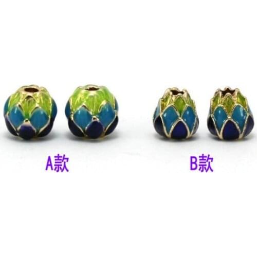 5pcs/1lot Dripping oil spacer Cloisonne lotus beads Loose Bead Spacer Beads for DIY Jewelry Making bracelet jkg6s