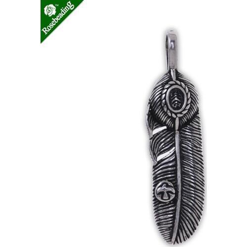 5pcs 47x12mm brass antique silver Charm Pendants Feather dull For DIY Jewelry Accessories,bore diameter 8mm